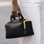 Women's Kiss Lock Frame Shoulder Bag and Clutch Purse