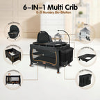 6 in 1 Baby Pack and Play Travel Crib with Bassinet
