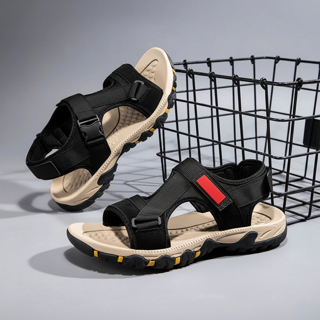 Men's Leather Outdoor Sandals Breathable Open Toe Beach Shoes