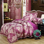 Satin Jacquard Bedding Set and Luxury Flower Duvet Cover Set