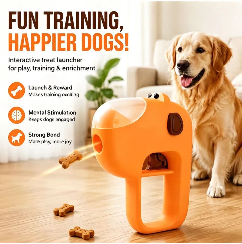 Interactive Dog Treat Launcher Lightweight Portable Snack Dispenser Puzzle Toy