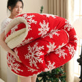 Thick Snowflake Fleece Blanket and Warm Faux Lambswool Throw