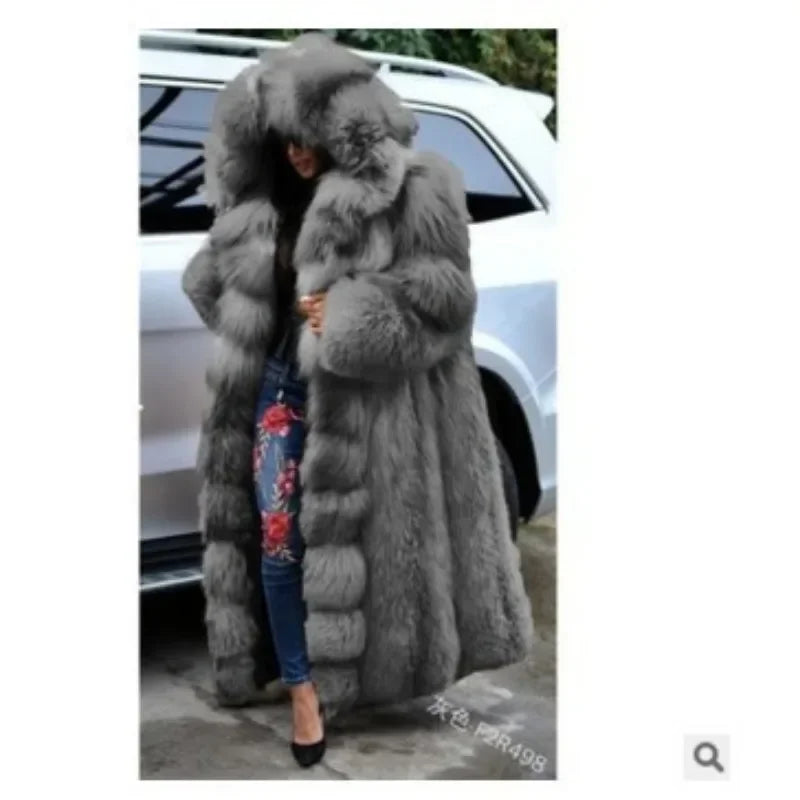 Women's Thick Warm Hooded Faux Fur Coat