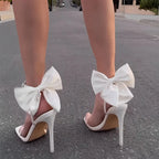 Women's Butterfly Knot Square Toe Thin Heel Sandals