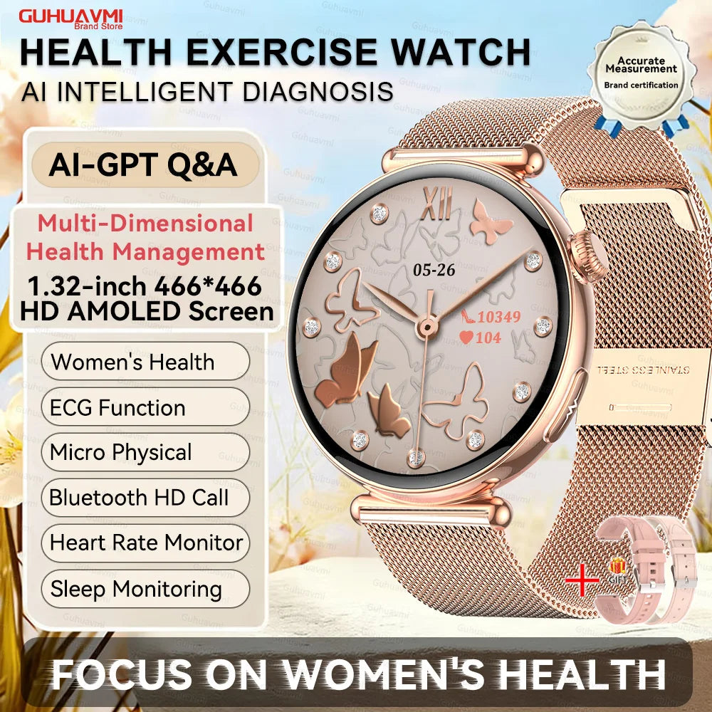 Women's 1.32 Inch AMOLED Screen Luxury Diamond Smartwatch