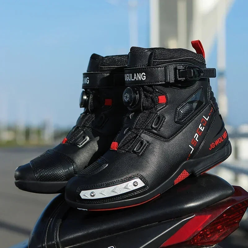 Men's Fashion Leather Breathable Anti-Slip Motorcycle Ankle Boots
