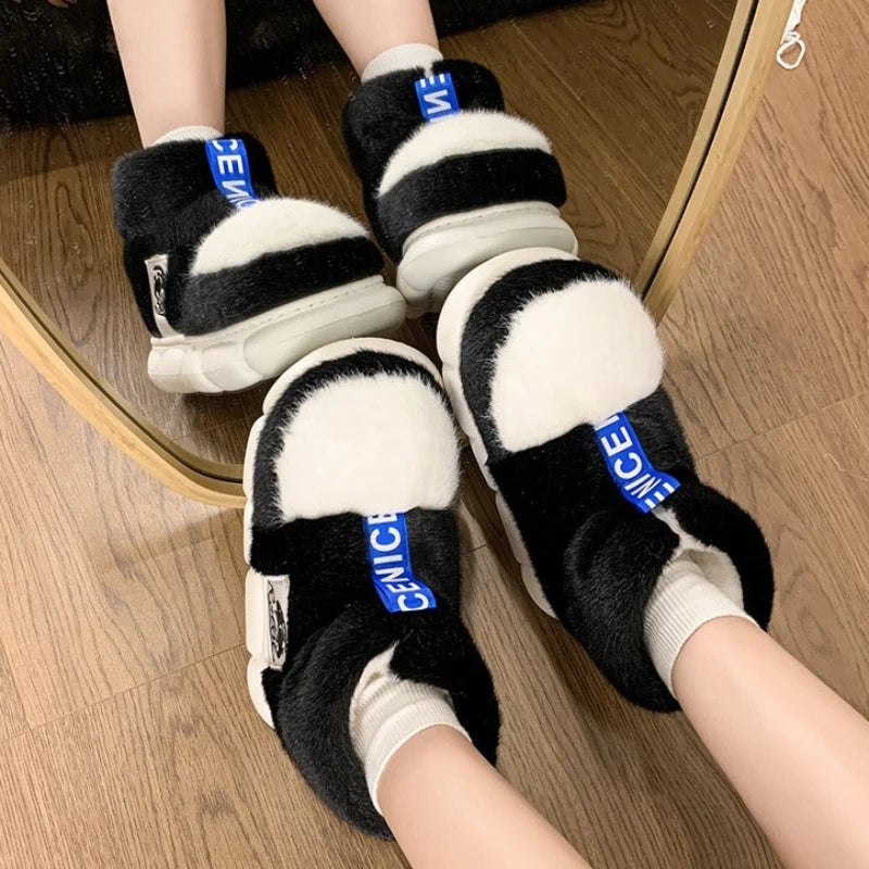 Winter Warm Plush Platform Slippers Unisex High Top Snow Boots