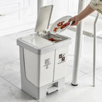Double Compartment Pedal Trash Can with Lid and Sorting Bins