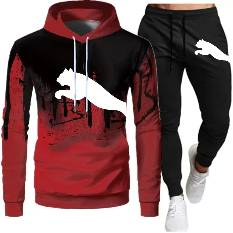 Men's Casual Hoodie and Sweatpants Two Piece Tracksuit Set
