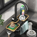 Kitchen Space Aluminum Sink Drain Rack and Sponge Storage Holder