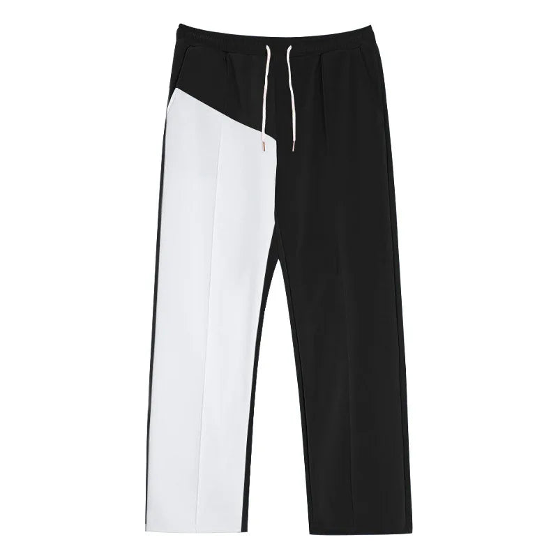 Men's Casual Color Block Elastic Straight Leg Jogger Pants