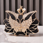 Hollow Butterfly Evening Clutch Bag with Sequins and Diamonds