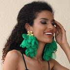 Women's Trendy Bohemian Flower Leaves Tassel Dangle Earrings