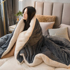 Thick Warm Flannel Quilt and Lamb Fleece Duvet Blanket