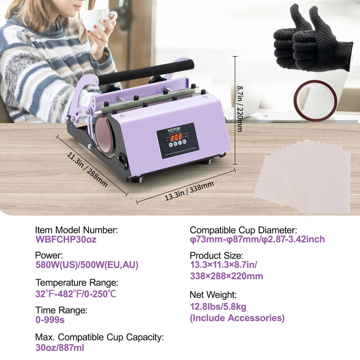 Tumbler Heat Press Machine and Dual Station Mug Sublimation Kit
