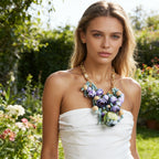 Women's Fashion Statement Three-Dimensional Rose Cluster Beads Necklace