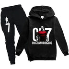 Boys' Football Print Hoodie Pants Two-Piece Set