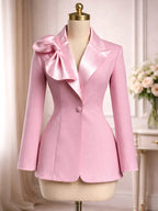 Women's Satin Bow Notched Collar Blazer