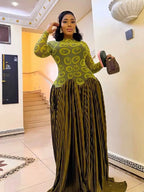 Women's Elegant High Waist Pleated Maxi Dress