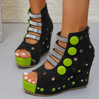 Women's Ultra High Heel Platform Wedge Sandals Open Toe