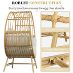 Oversized Rattan Egg Basket Chair with Thickened Cushions