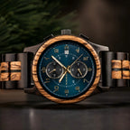 Men's Wooden Chronograph Watch with Luminous Hands and Gift Box
