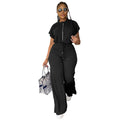 Women's Casual Short Sleeve Top and High Waist Pants Set