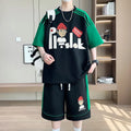 Men's Casual Printed Short Sleeve T-Shirt and Shorts Two Piece Set