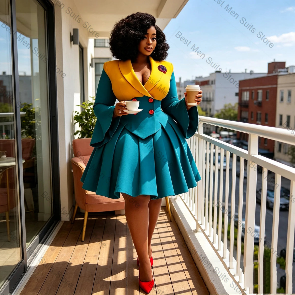 Women's Blazer Skirt Suit Two-Piece Set