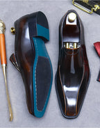 Men's Pointed Toe Genuine Cowhide Leather Loafers