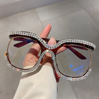 Women's Trendy Round Rhinestone Oversized Reading Glasses