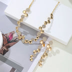 Women's Fashion Rhinestone Disc Choker Necklace and Earrings Set