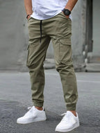 Men's Casual Solid Color Pocket Jogging Pants