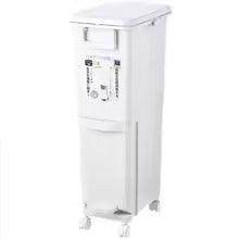 Double Partition Dry and Wet Separation Trash Can with Wheels