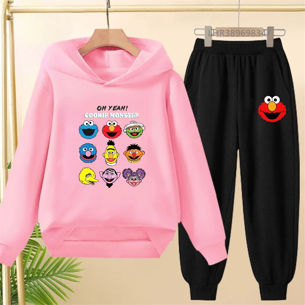 Kids' Printed Hooded Sweatshirt Pants Two-Piece Set