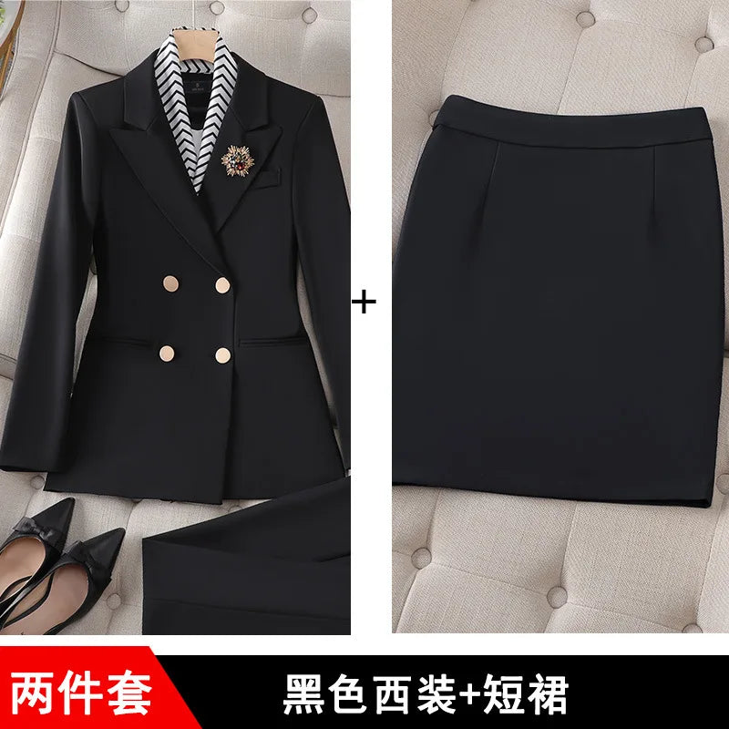 Women's Double Breasted Blazer Pants Suit