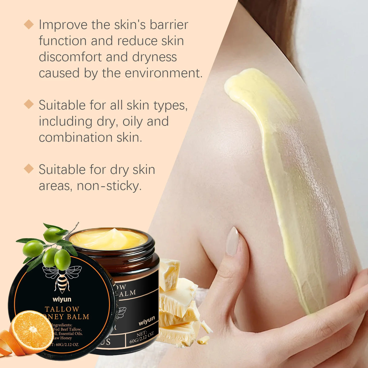 Unisex Beef Tallow & Honey Brightening Moisturizing Body Cream