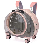 Portable Breathable Transparent Rolling Pet Travel Backpack