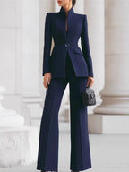 Women's Stand Collar Blazer Pants Suit