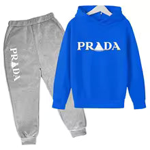 Kids' Pattern Hooded Sweatshirt Pants Two-Piece Set