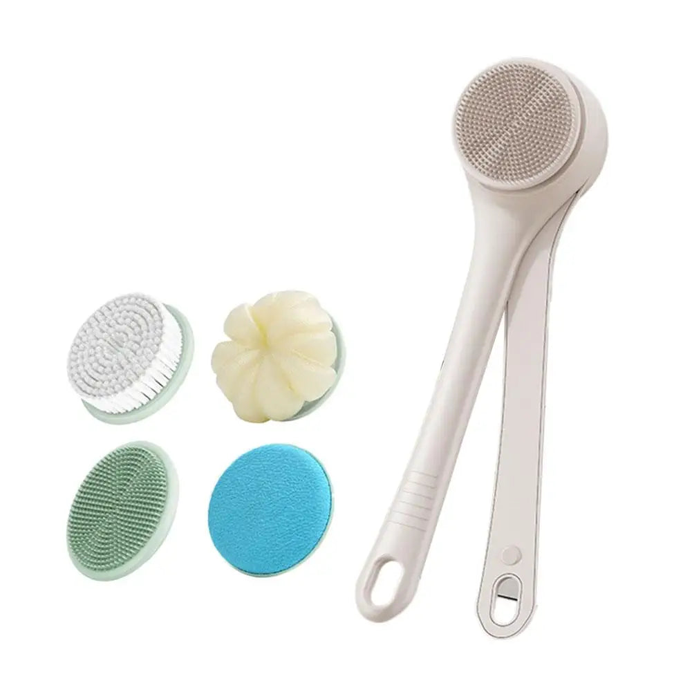 Waterproof Electric Body Brush with Long Handle and Rotatable Heads