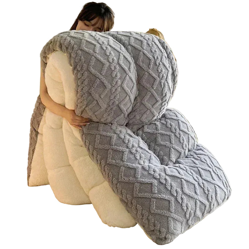 Thick Warm Faux Lambswool Blanket and Soft Plush Duvet Quilt