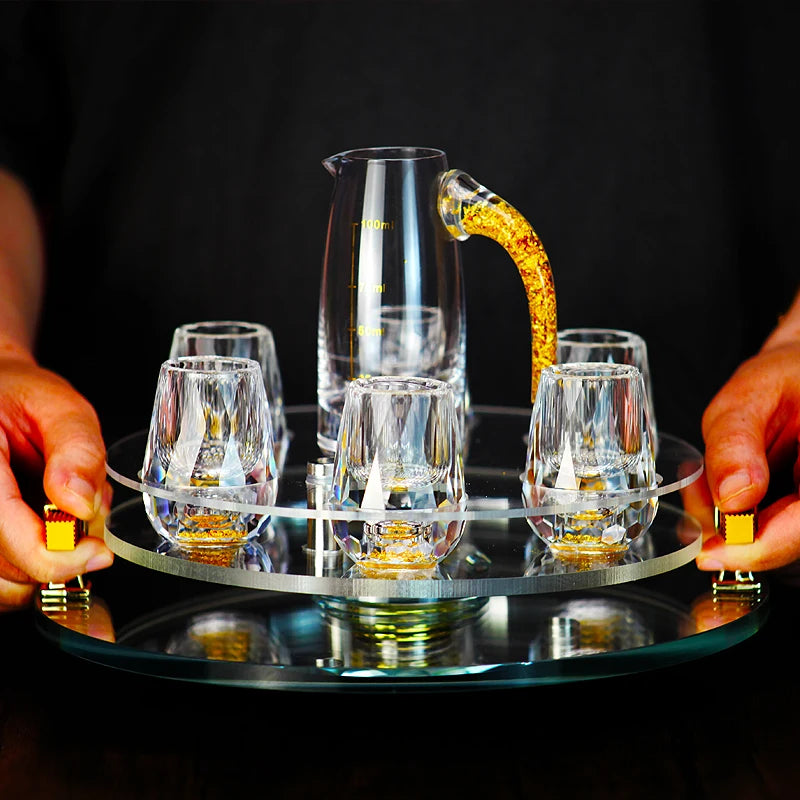 Diamond Crystal Liquor Shot Glasses and Spirit Dispenser Set