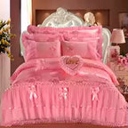 Luxury Princess Jacquard Duvet Cover and Lace Bedding Set