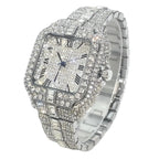 DITALING Men's Hip Hop Square Quartz Watch Stainless Steel 1.7in