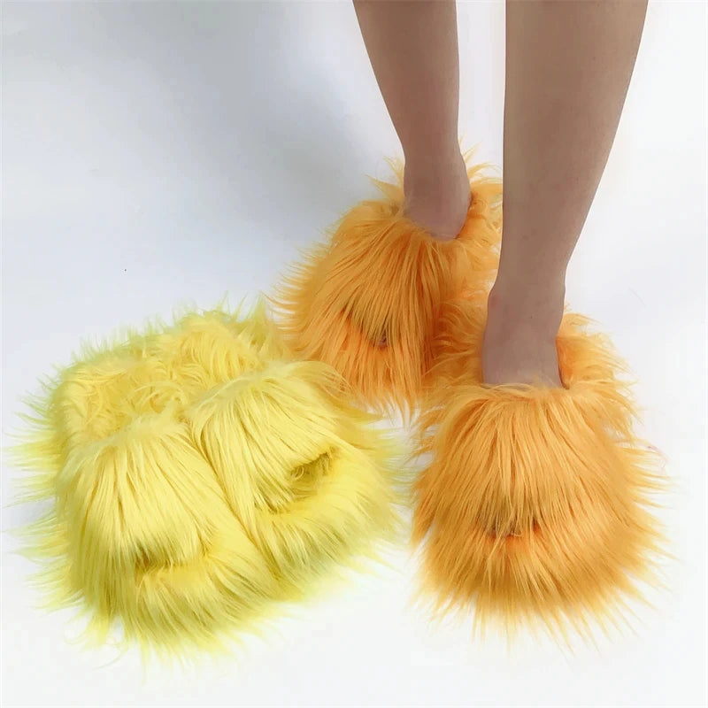 Women's Faux Fur Plush Warm Flat Slippers