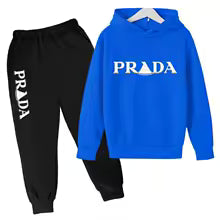Kids' Pattern Hooded Sweatshirt Pants Two-Piece Set