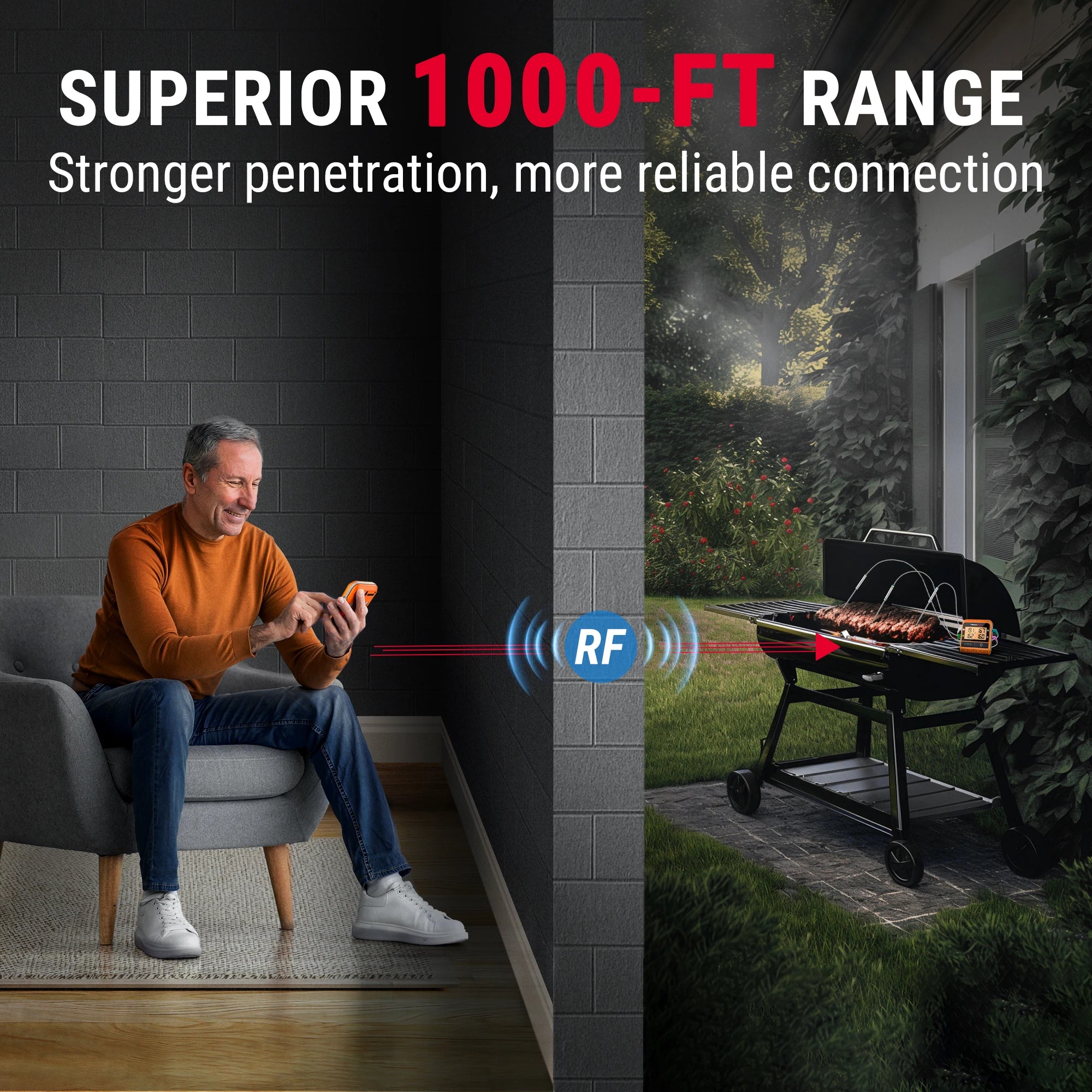 Digital Wireless Barbecue Meat Thermometer with 4 Probes TP829C