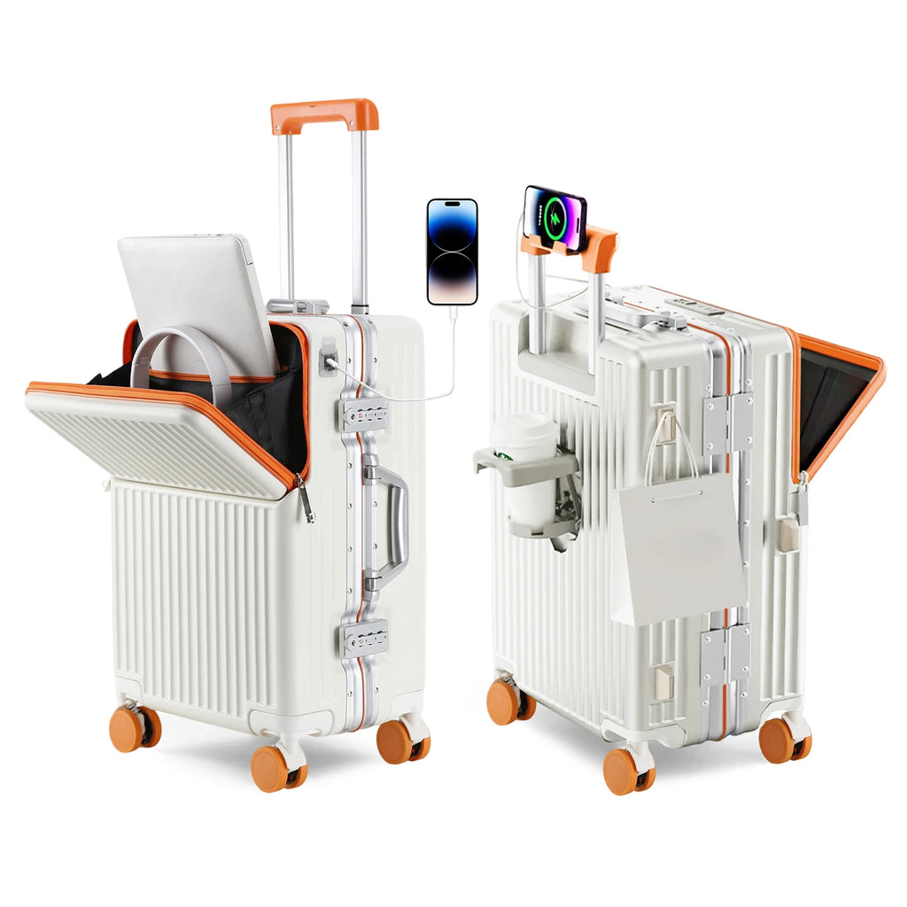 Unisex Aluminum Frame Hard Shell Spinner Travel Suitcase AWN-2313
