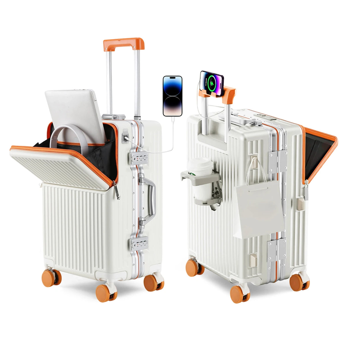 Unisex Aluminum Frame Hard Shell Spinner Travel Suitcase AWN-2313
